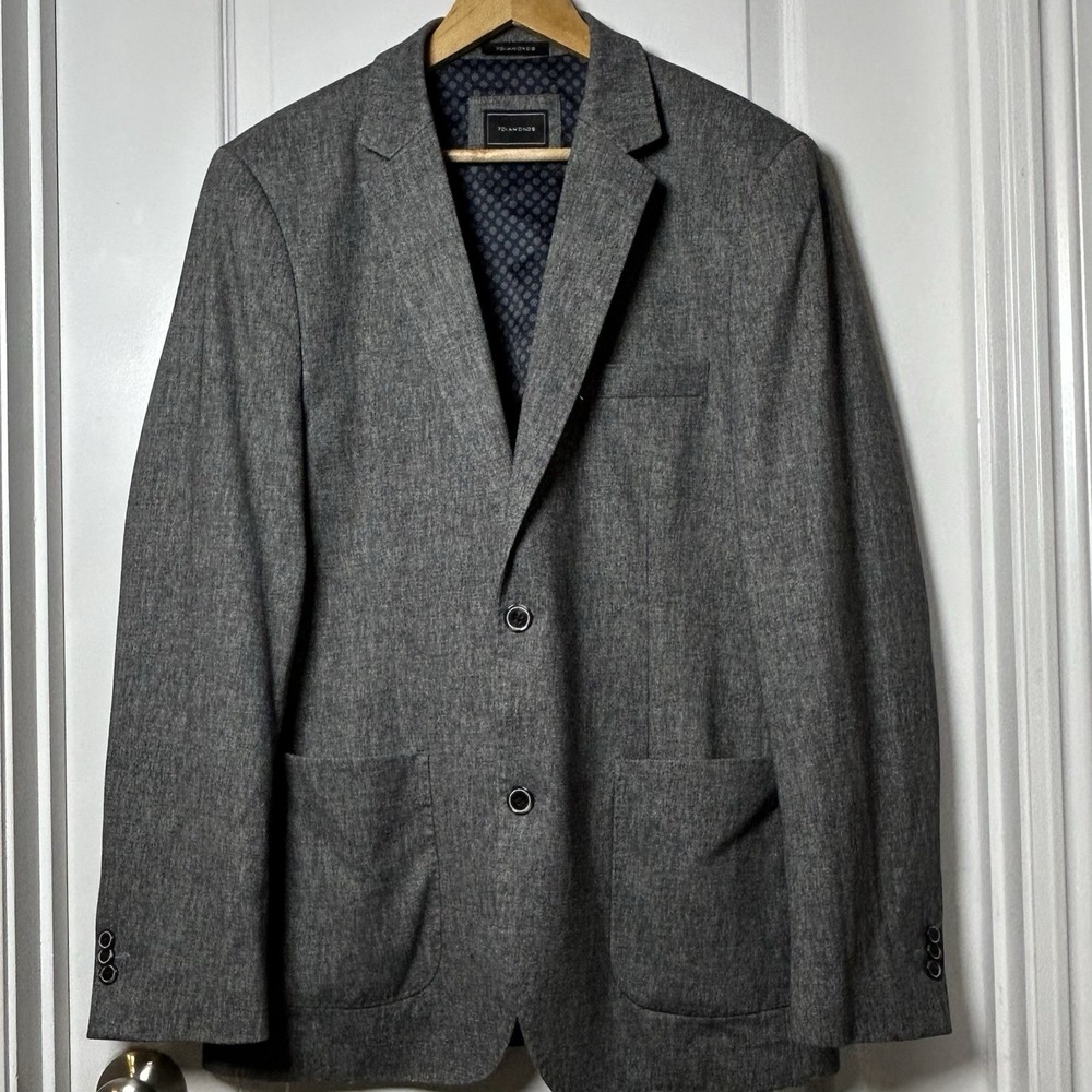 7DIAMONDS Textured Gray Torres Fit Double Button Front Pockets Blazer